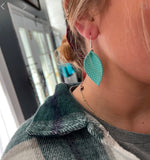 Small Teal Hexagon Earrings