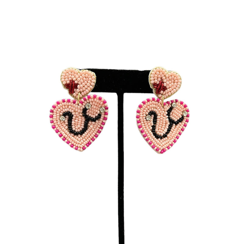 Pink Heart Stethoscope Earrings