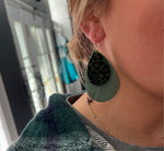 Green Metallic Snake Skin Teardrop Earrings