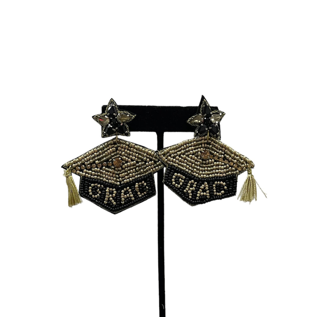 Beaded Graduation Cap Earrings