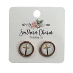 Rose Gold Cross Studs