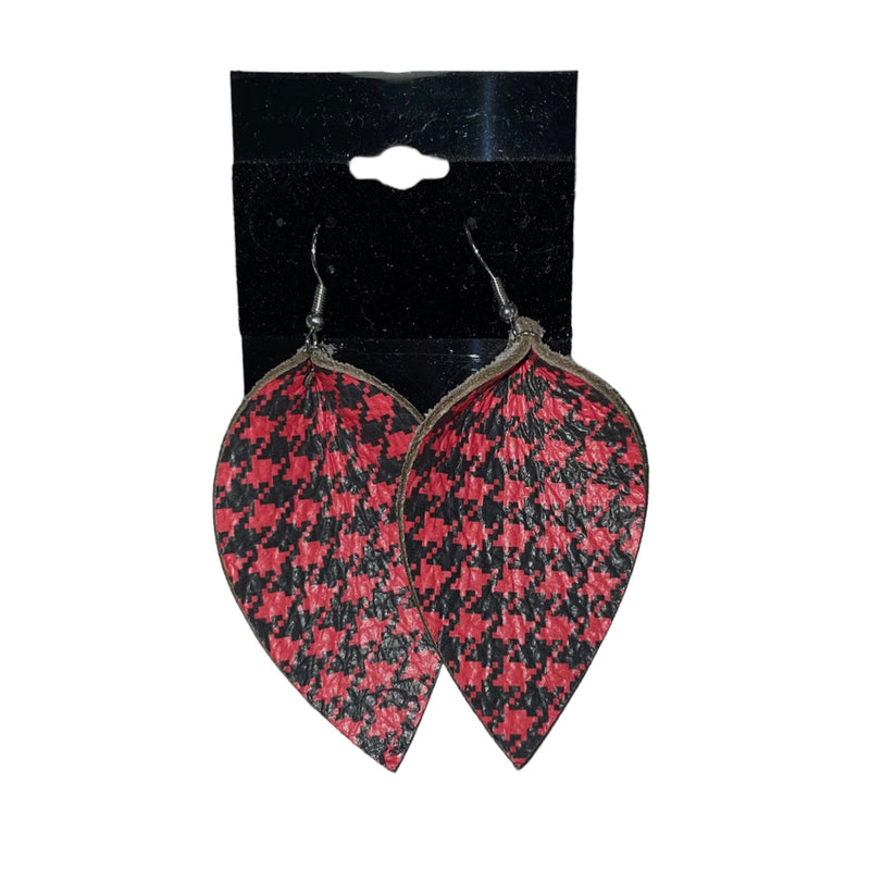 Red Houndstooth Earrings