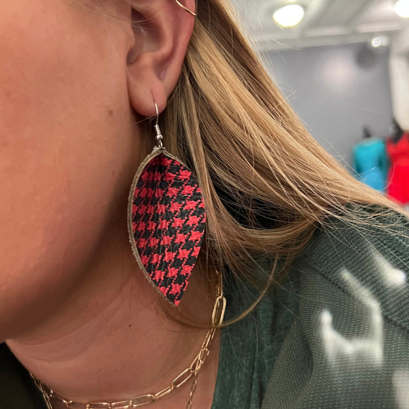 Red Houndstooth Earrings