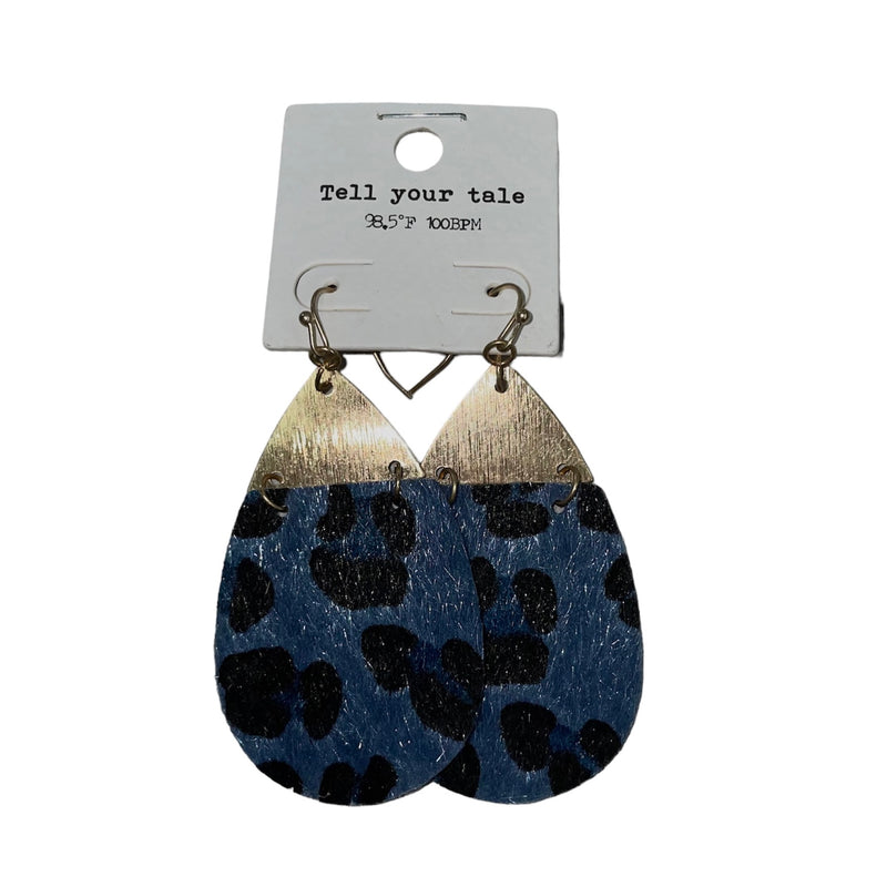 Blue Leopard Earrings