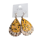 Yellow & Tan Speckled Teardrop Earrings