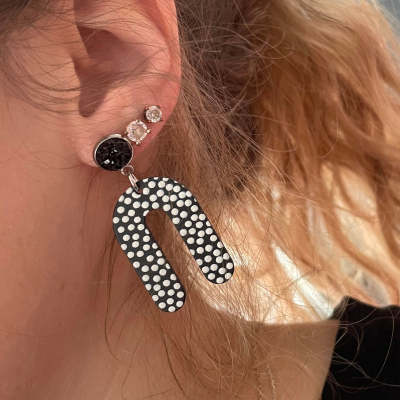 Black & White Polka Dot Earrings