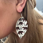 Red Buffalo Plaid Bear Earrings