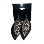 Leather Leopard Earrings - Black