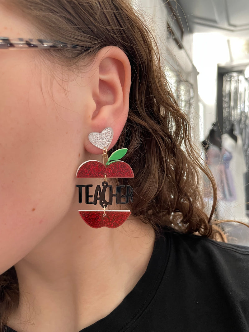 “Teacher” Apple Earrings