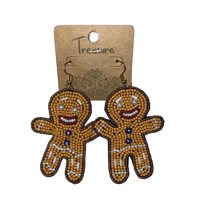 Beaded Gingerbread Man Earrings