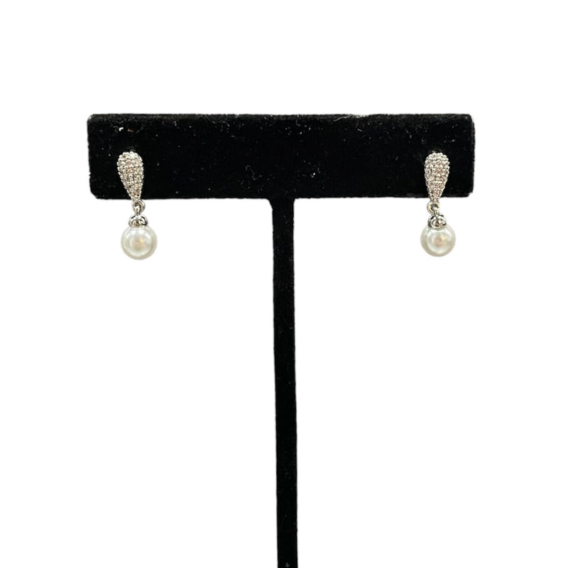 Dainty Pearl/Silver Jim Ball Earrings