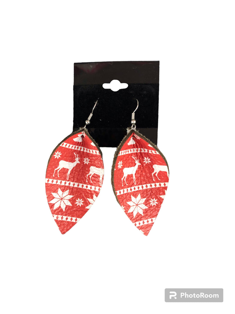 Red Christmas Pattern Earrings