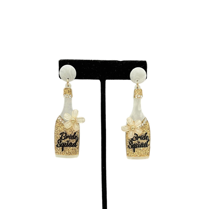 Gold Glitter “Bride Squad” Earrings
