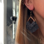 Charcoal Macrame Fringe Earrings