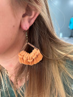 Orange Macrame Fringe Earrings