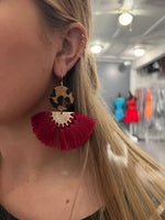 Cheetah/Red Tassel Dangle Earrings