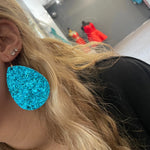 Teal Glitter Earrings