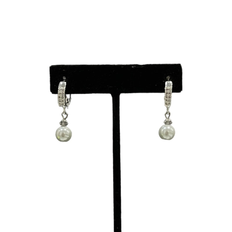 Silver Hoop w/ Pearl Jim Ball Earrings