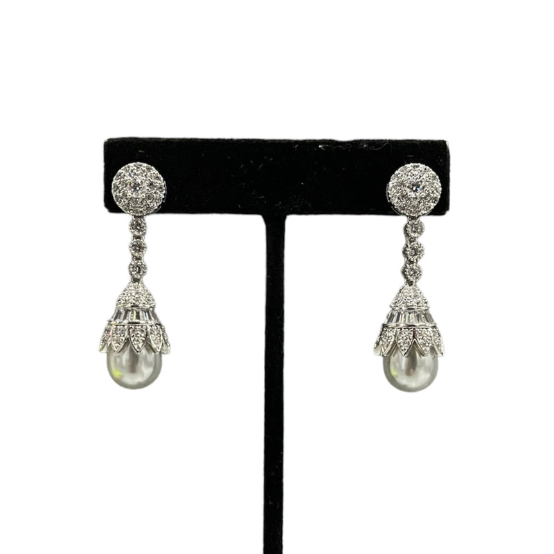 Gray Pearl Silver Earrings