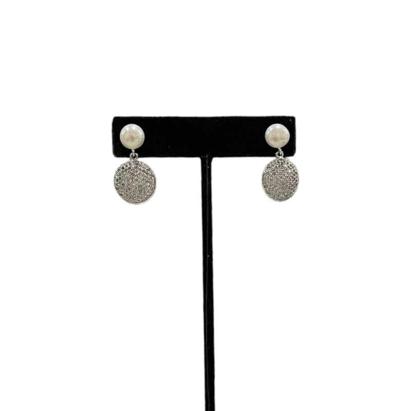 Silver/Pearl Jim Ball Earrings